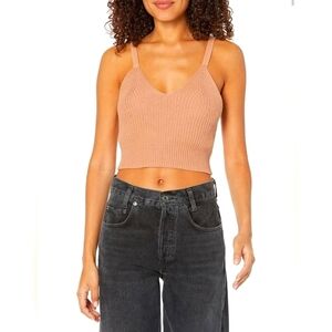 A/X Armani Exchange Organic Cotton  Summer Knit Top Spagetti Straps Crop Brown M